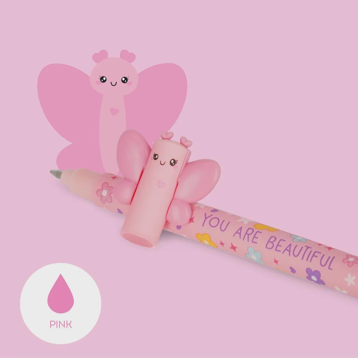 Erasable Butterfly Pink Gel Pen  - Legami